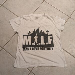 White Graphic T-Shirt with Fortnite Print